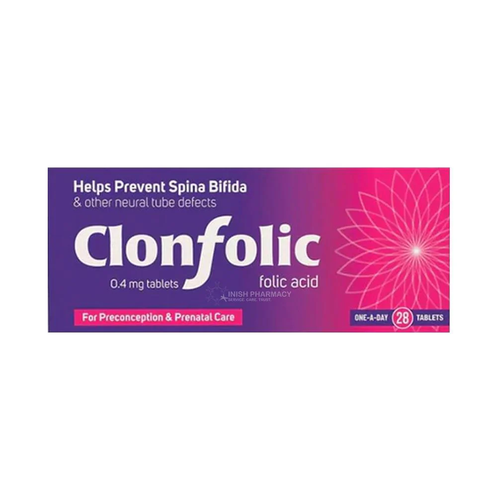 Clonfolic Folic Acid One A Day 0.4mg 28 Tablets - Image 2