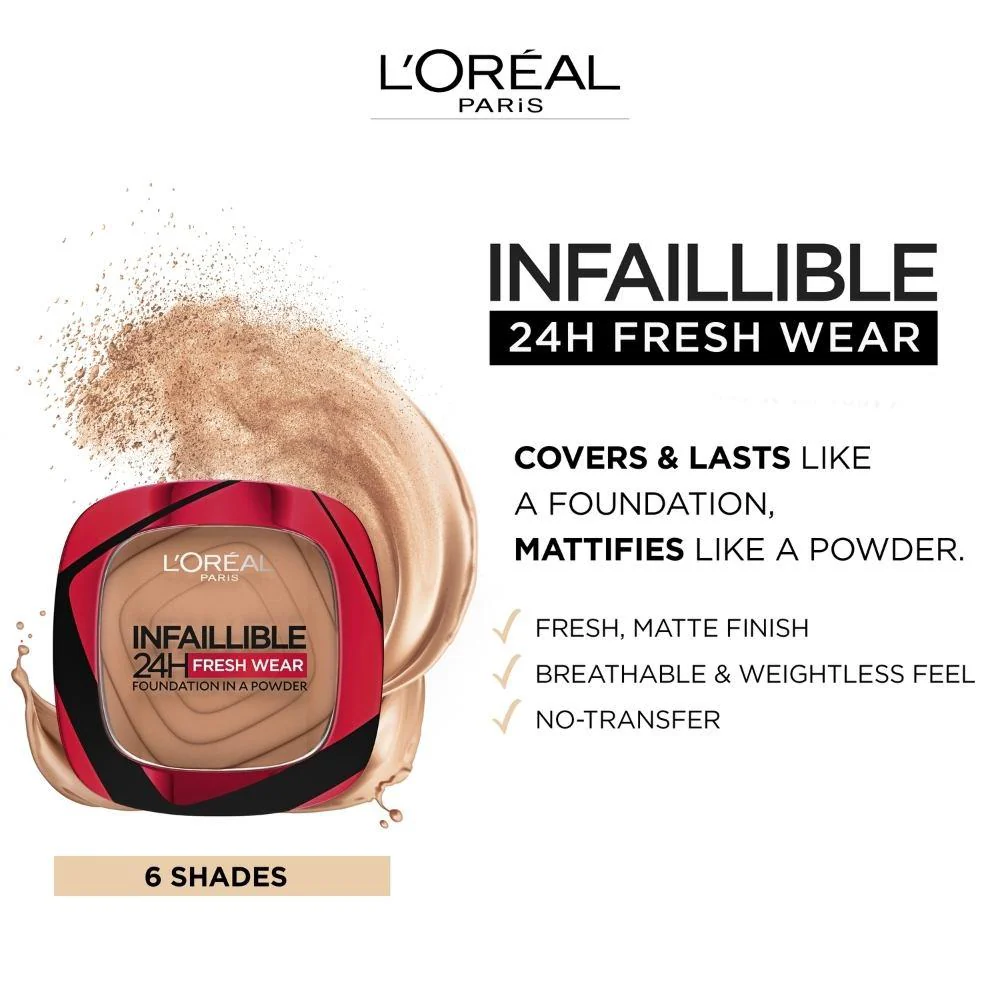 L'Oreal Infallible 24H Fresh Wear Powder Foundation 120 - Image 4