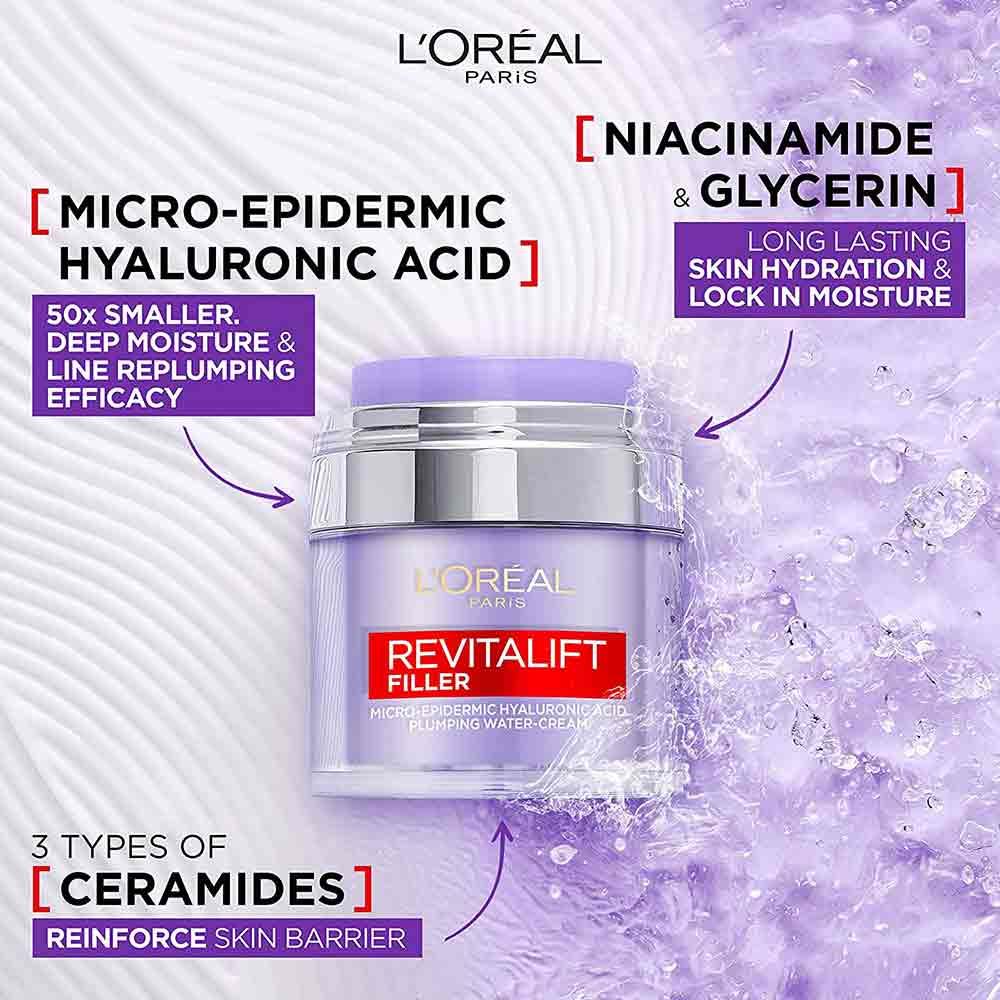 L'Oreal Revitalift Filler Line Plumping Water Cream 50ml - Image 2