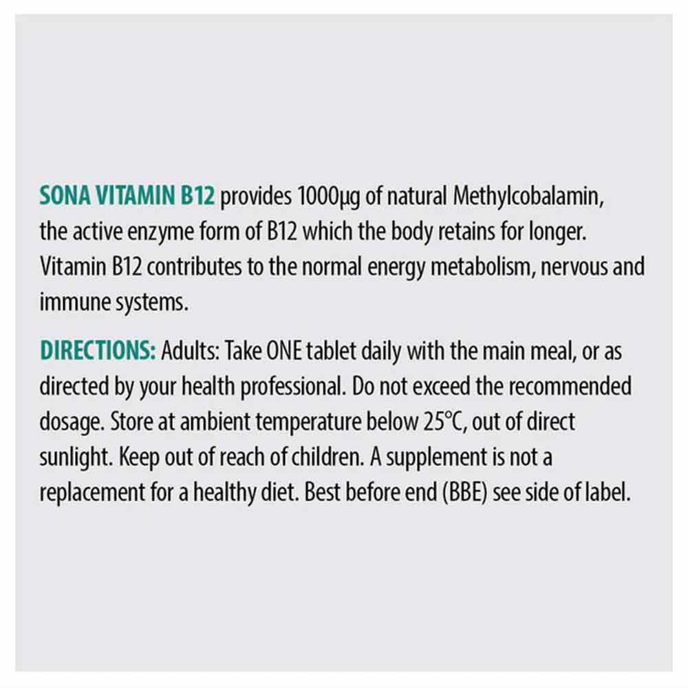 Sona Vitamin B12 - Methylcobalamin 1000μg 60 Tablets - Image 3