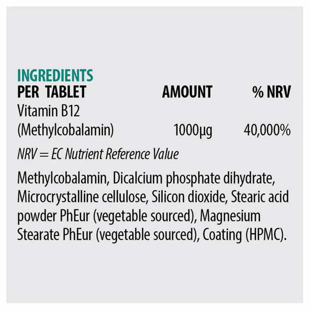 Sona Vitamin B12 - Methylcobalamin 1000μg 60 Tablets - Image 4