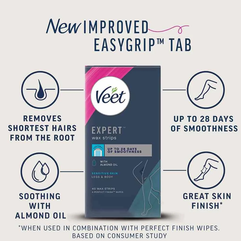 Veet Expert Wax Strips For Legs Sensitive 40 Pack - Image 2